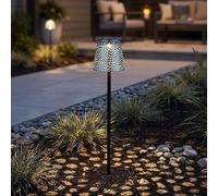 Globo Lampe Solaire LED Sur Piquet Extérieur Décorative Argent 70 cm IP44