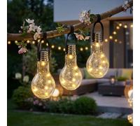 Globo Lampe Solaire LED IP44 Hängelampe Terrasse 3er Set Akku Acier Inox Clair