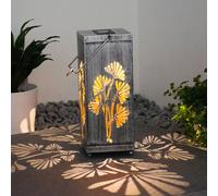 Lampe solaire LED lampe d'extérieur lampe solaire suspendue lampe solaire lanterne, décor fleur design poinçonnages, métal, argent antique, L x l x H 11x11x26,8 cm