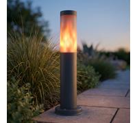 Lampe LED d'extérieur pour plinthes, lampe d'allée, effet feu, anthracite, acier inoxydable, H 45 cm