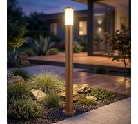 Lampadaire, lampe d'extérieur, lampe de jardin, lampadaire, lampe de chemin, terrasse IP44, acier inoxydable aspect bois, 1x douille E27, DxH 12,7x110 cm