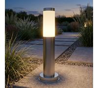 Lampe d'allée LED Lampe d'extérieur Lampe de jardin Acier inoxydable argent Verre opalin Lampe d'allée IP44 H 45 cm