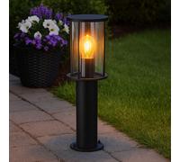Lampadaire de jardin lampadaire d'extérieur noir, éclairage de chemin résistant aux intempéries, abat-jour fumé inox, 1x douille E27, DxH 14,3x45 cm