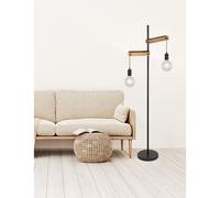 Globo Lampe Sur Pied Visso Noir/Bois 150Cm Max. 2 X 60W E27 Avec Interrupteur