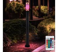 Lampe de socle avec détecteur de mouvement RVB Lampe murale extérieure Borne d'éclairage Lampadaire en acier inoxydable, capteur Télécommande à intensité variable, cuivre fumé, RVB LED 8,5W 806lm blan