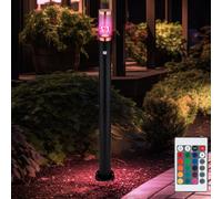 Lampe de socle avec détecteur de mouvement RVB Lampe murale extérieure Borne d'éclairage Lampadaire en acier inoxydable, capteur Télécommande à intensité variable, cuivre fumé, RVB LED 8,5W 806lm blan