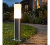 Globo Lampe sur Plinthe LED Extérieure IP44 Inox Argent Opale 45 cm