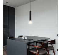Globo Lampe Suspendue 1 Lampe Bois Noir E27 LED H 160 cm Plafonnier