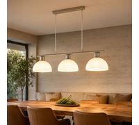 Globo Lampe Suspendue 3 L Vice Plafonnier Métal Nickel Mat Verre Opal H 120 cm