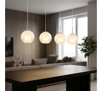 Suspension LED Lampe de salon 4 flammes Boule de verre rétro, métal, 4x 7W 630Lm blanc chaud, LxLxH 100x18x120 cm
