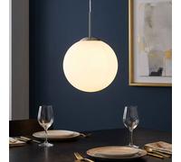 Suspension lampe suspension lampe suspension lampe de table à manger salon, verre opale métal nickel mat métal, 1x LED 320Lm 3000K, DxH 25x180cm