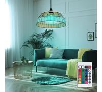 Globo Lampe Suspendue En Rotin RGB LED Dimmable Avec Télécommande, 40 x 120 cm