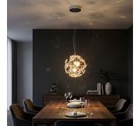 Suspension LED, lampe de salon, aspect cristal, chrome, H 150 cm