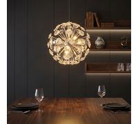 Globo Lampe Suspendue LED Hängelampe Salon Métal Argent Cristal Clair D 150 cm