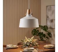 Globo Lampe Suspendue LED Pendellampe Métal Blanc Aspect Bois Marron 150 cm