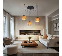 Globo Lampe Suspendue Noir 3 Lampes E27 Aspect Bois Plafonnier 38,5 cm [EEK: Non noté]