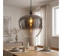 Globo Lampe Suspendue Noir Verre Fumé Métal Ø 40 cm
