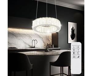 Globo Lampe Suspendue Plafonnier LED Télécommande Cristaux Moderne