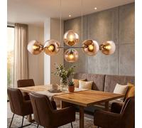 Globo Lampe Suspendue Plafonnier Salon En Verre Boule Réglable LED H 150 cm