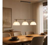 Suspension LED Globo 3 lumières, hauteur réglable, métal argent H120 cm