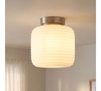 Globo LED Plafonnier Deckenleuchte Chambre Salon Rond Verre Opale Argent 21cm