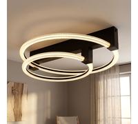Plafonnier LED pour salon, modèle apparent, métal noir, L 58 cm