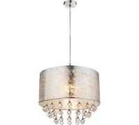 Cristal suspendu lumière textile pendule chambre éclairage plafonnier argent Globo 15188H3