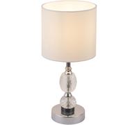 Lampe de table Lampe de chevet verre cristal pied en verre lampe de table salon, textile blanc, 1x E14, DxH 21x47 cm