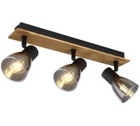Globo Lighting Claude plafonnier 3x40 W noir-fumé-bois 54307-3W