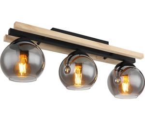 Globo Lighting Conni plafonnier 3x25 W noir-fumé-bois 15569-3D