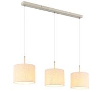 Globo Lampe Suspendue Salon Salle à Manger en Métal et Tissu, Sable, H 120 cm