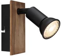 Applique Murale Bois Lampe de Chambre à Coucher Réglable Noir H 10,5 CM