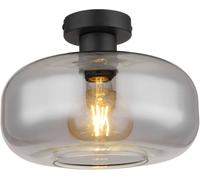 Plafonnier plafonnier lampe de salon lampe de salle à manger, rétro métal verre noir fumé, 1x douille E27, DxH 28x20,5cm