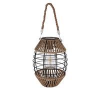 GLOBO Lighting Lampe solaire avec corde, grille en métal noir, hauteur 40,5 cm