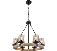 Globo Lighting Lila lampe suspendue 6x60 W noir-fumé-bois 15555-6H