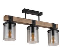 Globo Lighting Lila plafonnier 3x60 W noir-fumé-bois 15555-3D