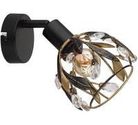 Applique murale lampe de couloir lampe de chambre lumière cristaux noirs dorés