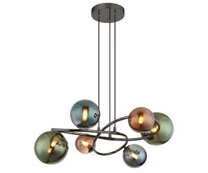 Globo Lighting Riha lampe suspendue 6x3.5 W vert-fumé-gris/cendre-marron 56142-6H