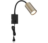 Applique murale lampe de chambre à coucher lampe de bureau applique murale avec prise lampe de lecture, métal plastique, réglable de manière flexible, 1x GU10, LxlxH 32x7x44 cm