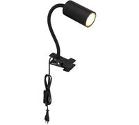 Lampe de table, lampe d'appoint, lampe de bureau, mobile, liseuse, lampe à pince, lampe de table, métal noir, bras flexible, GU10, LxlxH 29x10x41,5cm