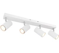 Plafonnier Spot 4 flammes Plafonnier blanc Plafonnier salon avec spots orientables, métal, 4x GU10, LxlxH 56x6x12
