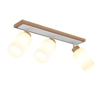 GLOBO Spot en bois marron mat, métal chromé, verre opalin mat, rotatif, orientable, 599 x 103 x 220 mm sans 3 ampoules E27 60 W 230 V
