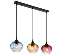 Globo Lighting Sander lampe suspendue 3x60 W noir-bleu-ambre-rouge 15748-3H