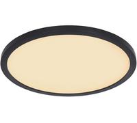 Plafonnier noir lampe de salle de bain dimmable lampe de salon plafonnier, rétroéclairage, IP44, 1x LED 18W 1500lm blanc chaud, DxH 29,4x2,5 cm