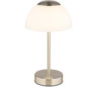 Lampe de table avec variateur tactile LED lampe de chevet à batterie lampe de table lampe de salon, métal nickel verre mat opale, 2,5W 150lm blanc chaudblanc froid, DxH 15x28 cm