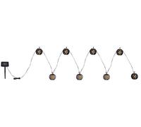 Guirlandes solaires LED extérieur décoration balcon solaire avec lanternes en forme de boule et effet feu, noir, blanc, LED blanc chaud, L 410 cm, jardin