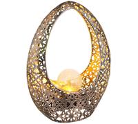 Décoration de jardin Lampes solaires orientales pour l'extérieur Balcon Décoration, poinçonnage décoratif Boule de verre bronze or,1x LED blanc chaud, LxH 21,5 x 27,5 cm