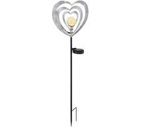 Lampe solaire de jardin, balise lumineuse, métal, gris argenté, LED, extérieur, H 82 cm