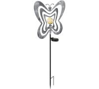 Lampe solaire de jardin, éclairage extérieur, métal, gris argenté, globe en verre LED, H 83 cm