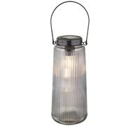 Lampe solaire LED Lanterne extérieure Décoration de jardin Lampe de balcon, verre plastique métal, batterie IP44, 3000K blanc chaud, H 25 cm